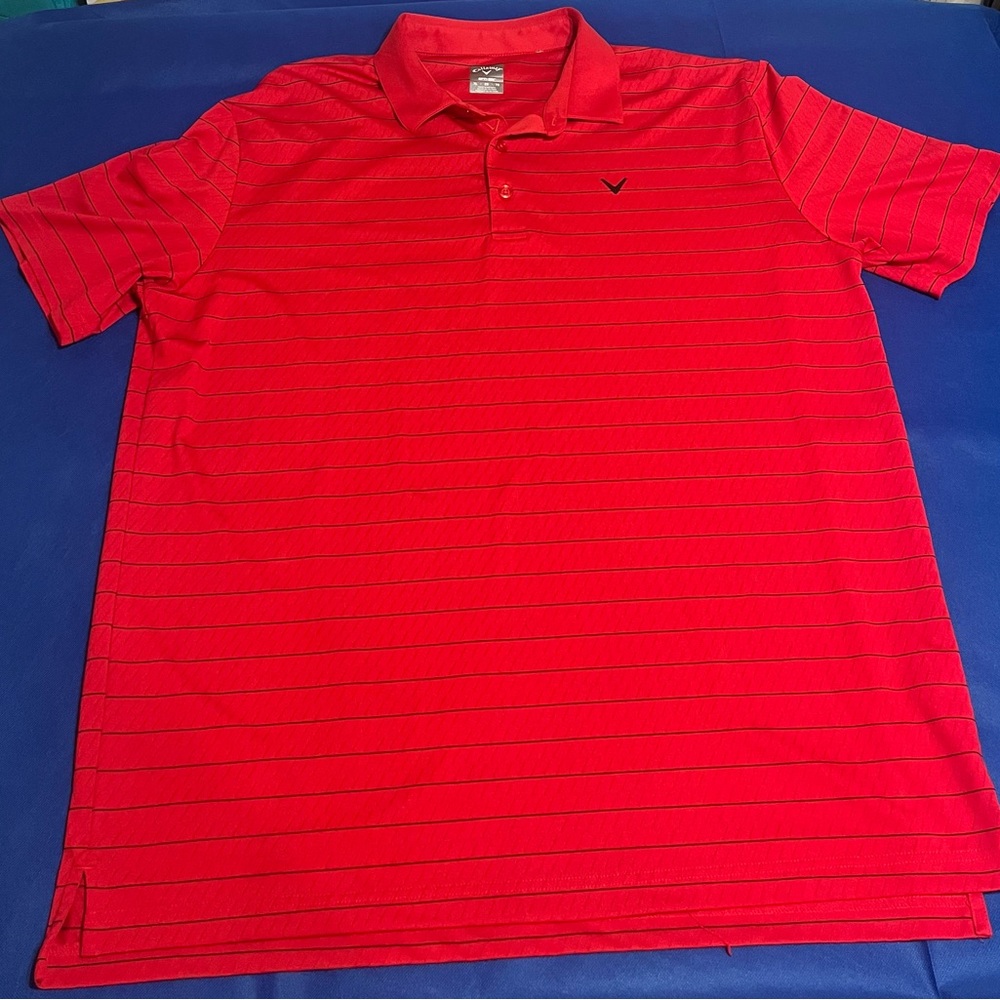 Callaway Opti-Dri Men’s XL Red Striped Golf Polo